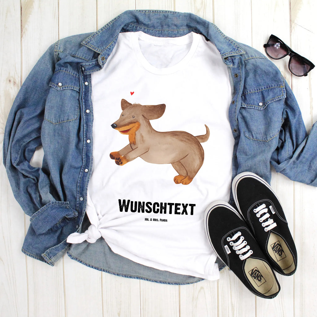 Personalised T-Shirt Dog dachshund T-Shirt Personalisiert, Wunschtext, T-Shirt mit Namen, T-Shirt mit Aufruck, Bedrucken, Hundemotiv, Hund, Haustier, Tierliebhaber, Sprüche, Hunderasse, Hundebesitzer, Dachshund, Dackel, Happy Dog, Hunde