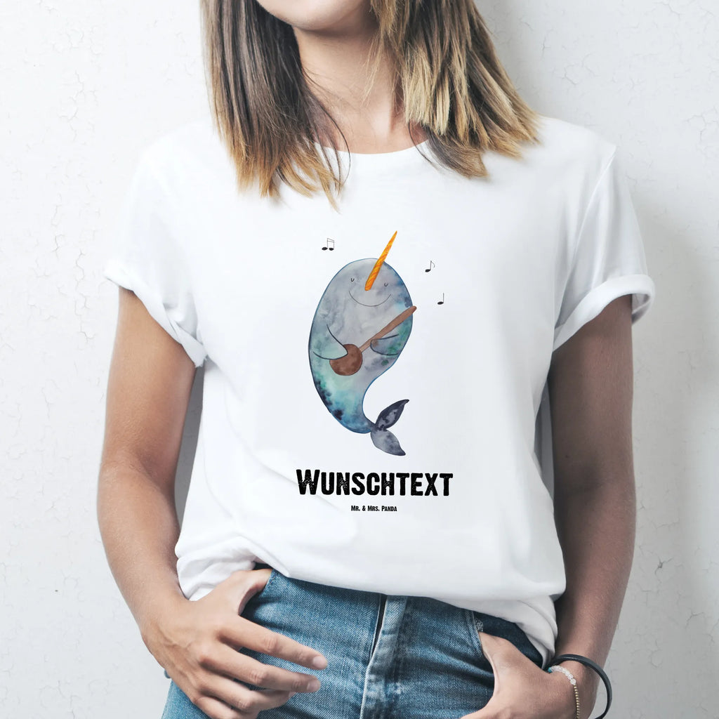 Personalisiertes T-Shirt Narwal Gitarre Wunschtext, T-Shirt mit Aufruck, T-Shirt mit Namen, T-Shirt Personalisiert, Bedrucken, Meer, Urlaub, Meerestiere, Narwal, Gespräche, Probleme, Frust, Problemlösung, Tanzen, Wal, Gitarre