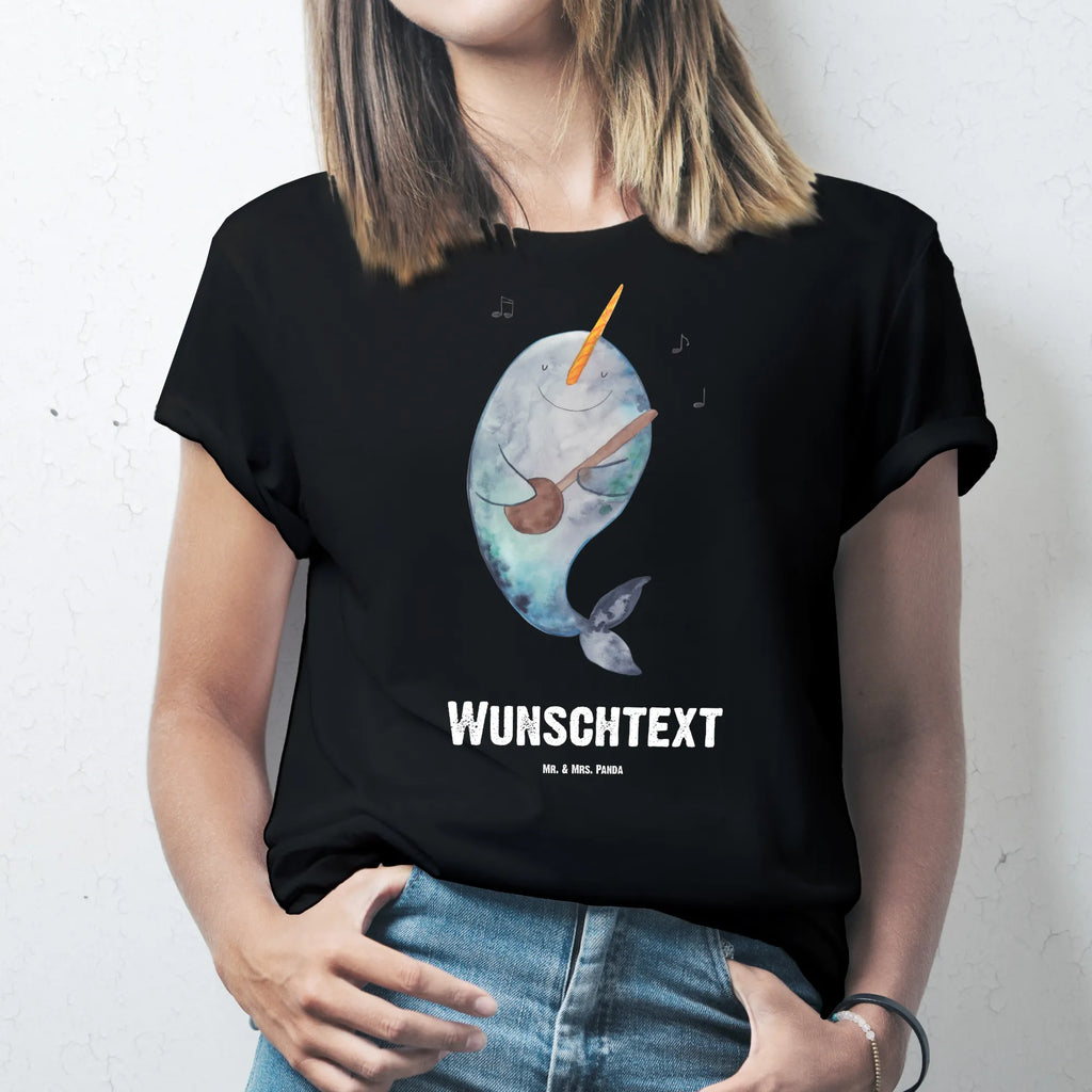 Personalisiertes T-Shirt Narwal Gitarre Wunschtext, T-Shirt mit Aufruck, T-Shirt mit Namen, T-Shirt Personalisiert, Bedrucken, Meer, Urlaub, Meerestiere, Narwal, Gespräche, Probleme, Frust, Problemlösung, Tanzen, Wal, Gitarre