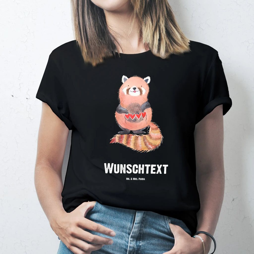 Rozmiar L Personalizowana koszulka Czerwony Panda T-Shirt mit Namen, Bedrucken, T-Shirt mit Aufruck, T-Shirt Personalisiert, Wunschtext, Lustige Sprüche, Gute Laune, Tiere, Tiermotive, Herz, Lieblingsmensch, Liebling, Rot, Liebe, Panda