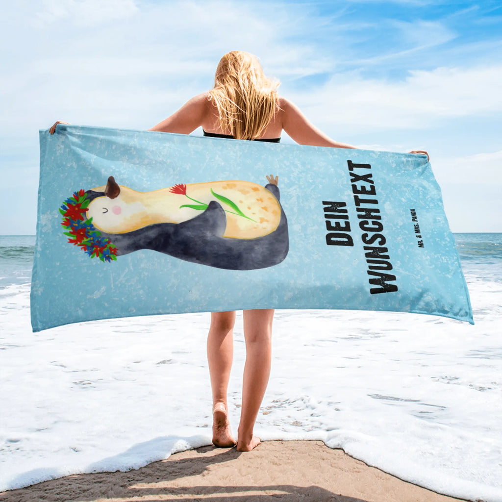 Hand towel with name Penguin Flower custom bathroom towel, towel with name, towel gift, custom towel, monogrammed bath towel, custom print towel, personalized bath towel, luxury personalized towels, embroidered towel, sauna towel with name, Penguin, North Pole, Winter, Penguins, universe, gift idea, wreath of flowers, lovesickness, motivation, penguins, life, wishes, goals in life, love of life, goals