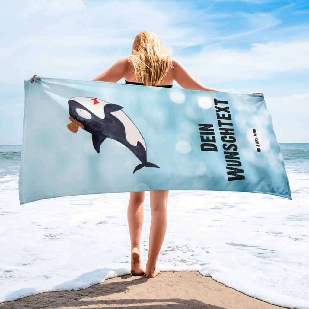 XXL ręcznik kąpielowy z imieniem Orka cylinder Zwierzeta morskie, Morze, Wakacje