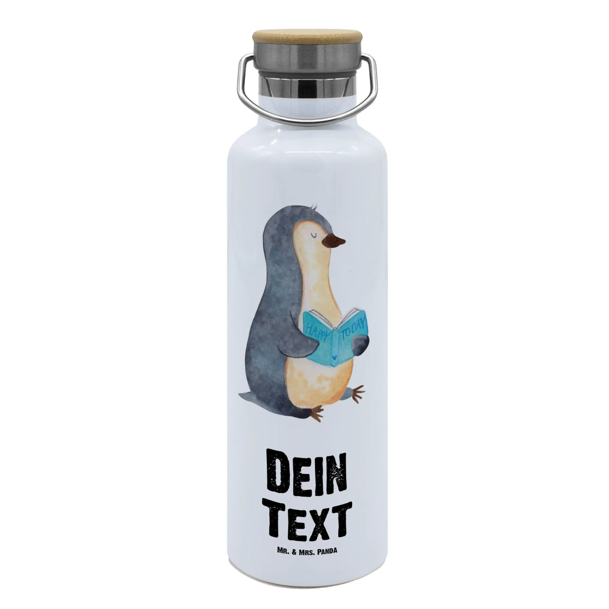 Personalisierte Trinkflasche Pinguin Buch
