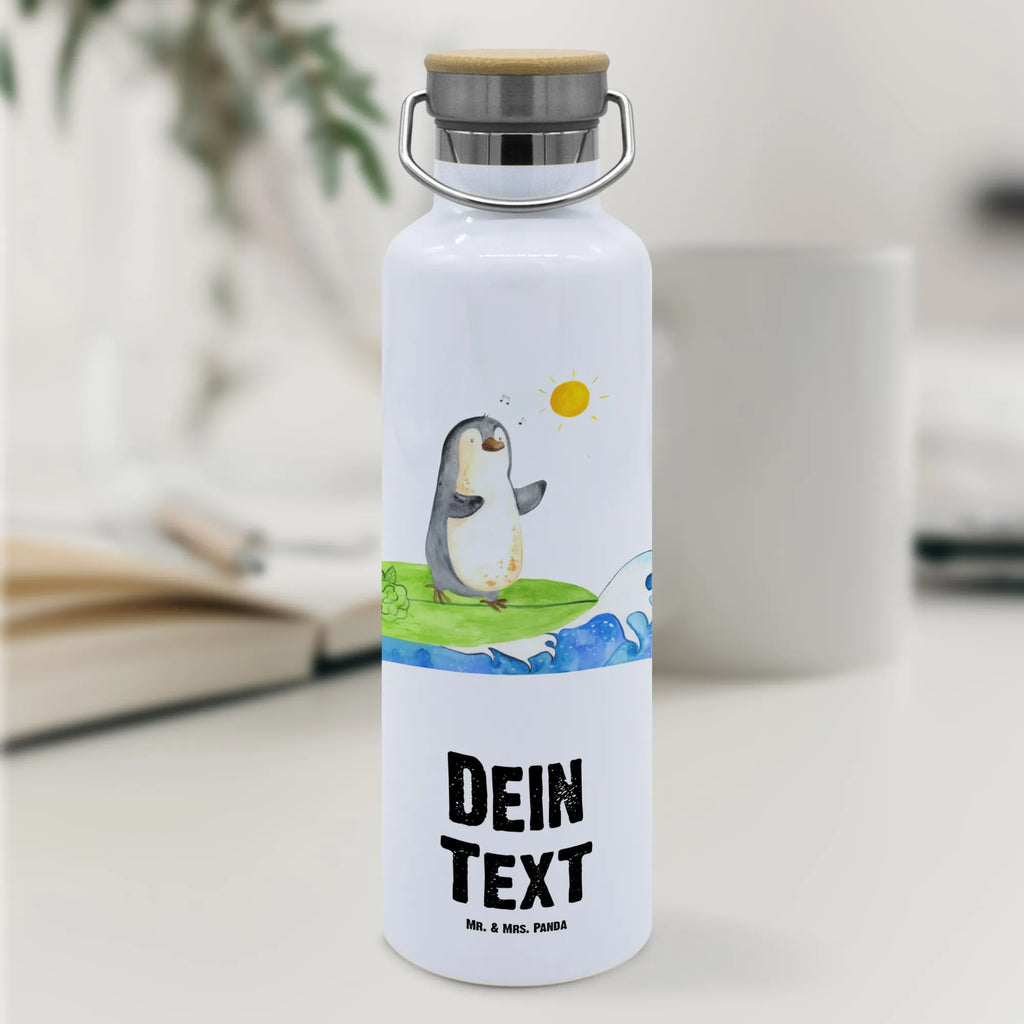 Personalised drinks bottle Penguin surfer Penguin, North Pole, Winter, Penguins, surfing, waves, Hawaii, surfers, Portugal, wave riding, penguins, holidays