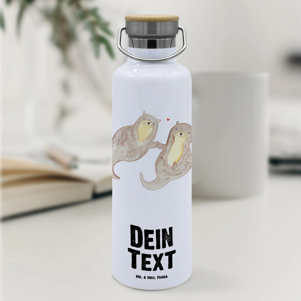 Personalised drinks bottle otter holding hands otter, marten, sea otter, European otter, water mammal, aquatic animal, baby otter, predator, water, otter gifts, animal lover, gift ideas for animal lovers, animal, mammal, water animal, gifts for people in love, Otter Sea Otter Lake Otter