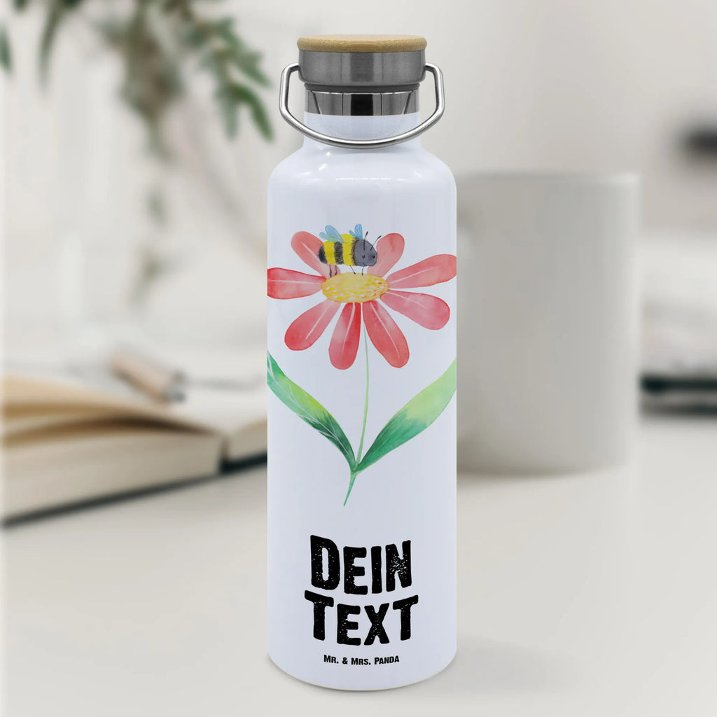 Personalised drinks bottle bumblebee flower small animals, cute, funny, cute animal motives, hand drawn, small world, funny sayings, good mood, happy, gifts, gift ideas, special gifts, animal lover, card, bumble bee, bumblebees, flower, fluffy, bee, field, wasp, nature