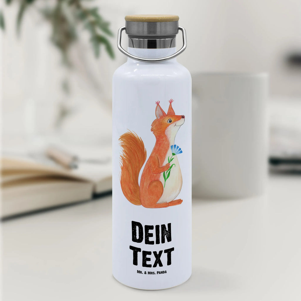 Personalised drinks bottle Squirrel flower small animals, cute, funny, cute animal motives, hand drawn, small world, funny sayings, good mood, happy, gifts, gift ideas, special gifts, animal lover, card, squirrel, laughter, positive saying, saying decoration, motivation sayings, fun, motivation pictures, Squirrel, happy saying