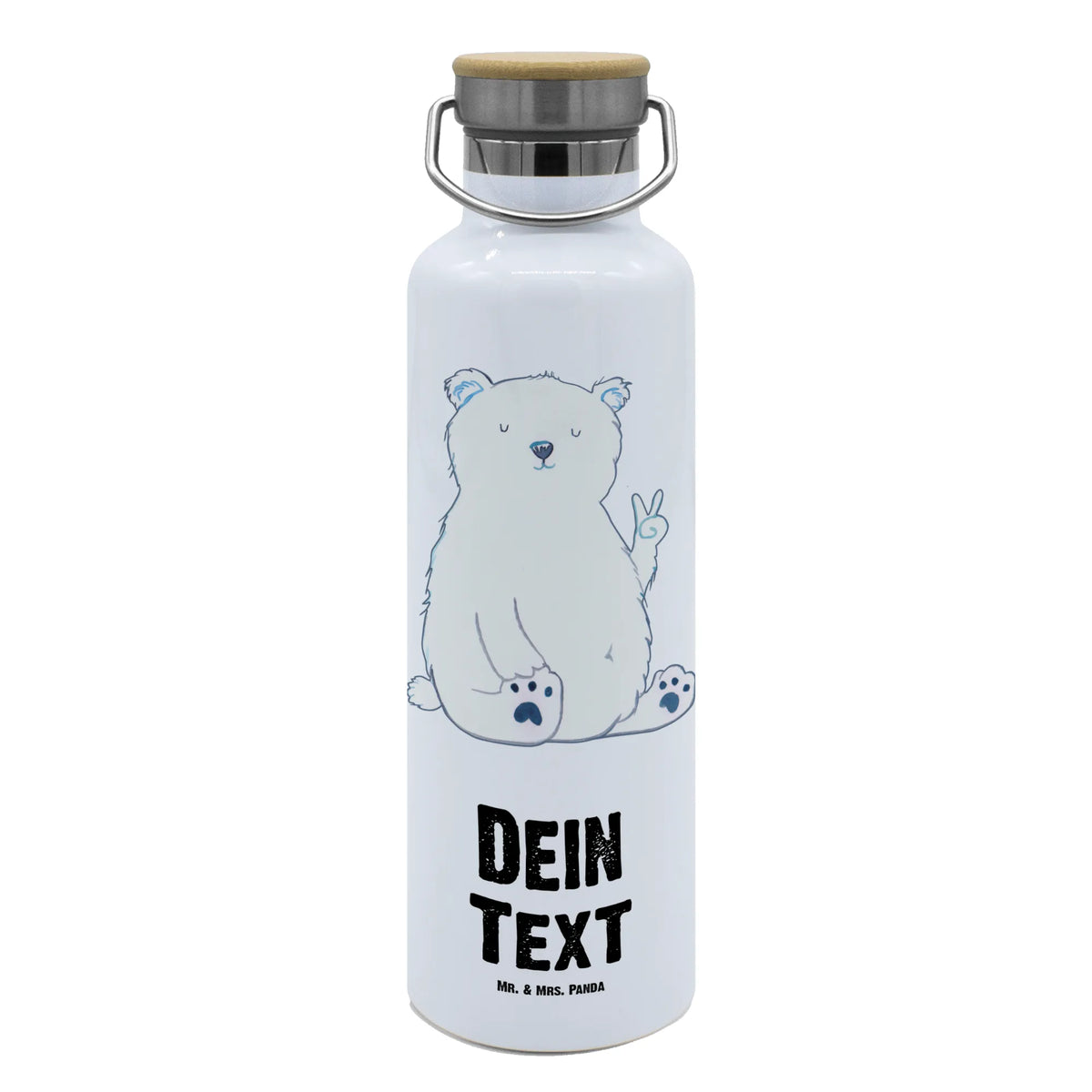 Personalised drinks bottle Icebear Lazy bear, teddy, teddy bear, cuddly toy, workplace, work, North Pole, Polar bear, office job, relaxing, lazy, office, home office