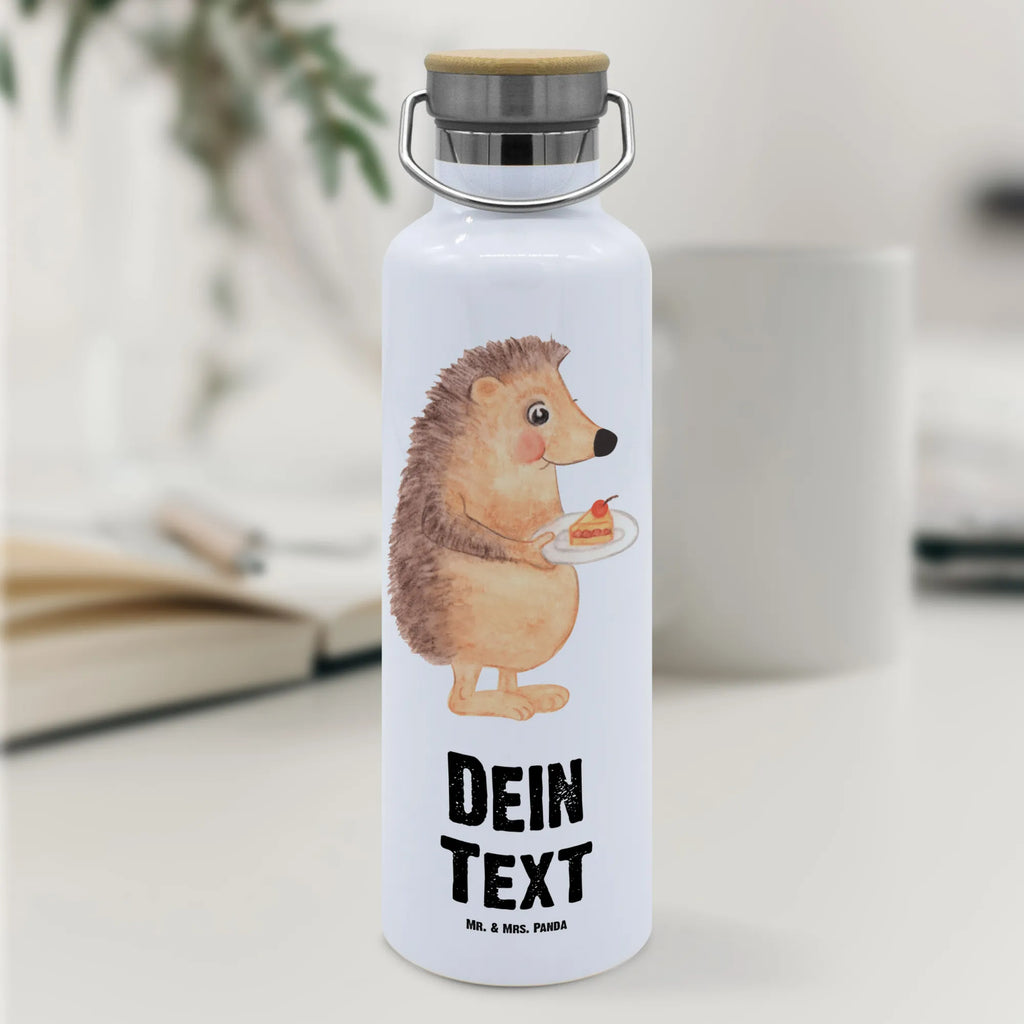 Personalised drinks bottle Hedgehog piece of cake small animals, cute, funny, cute animal motives, hand drawn, small world, funny sayings, good mood, happy, gifts, gift ideas, special gifts, animal lover, card, cake, birthday cake, bake cake, invitation party, food saying, baking gift, hedgehog