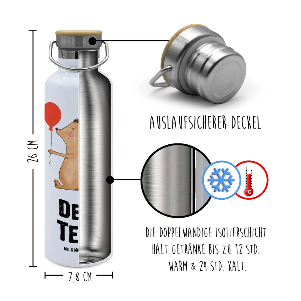 Personalised drinks bottle Hedgehog balloon small animals, cute, funny, cute animal motives, hand drawn, small world, funny sayings, good mood, happy, gifts, gift ideas, special gifts, animal lover, card, Happy Birthday, hedgehog, Birthday, Balloon, Birthday Child