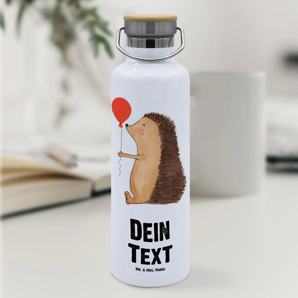 Personalised drinks bottle Hedgehog balloon small animals, cute, funny, cute animal motives, hand drawn, small world, funny sayings, good mood, happy, gifts, gift ideas, special gifts, animal lover, card, Happy Birthday, hedgehog, Birthday, Balloon, Birthday Child