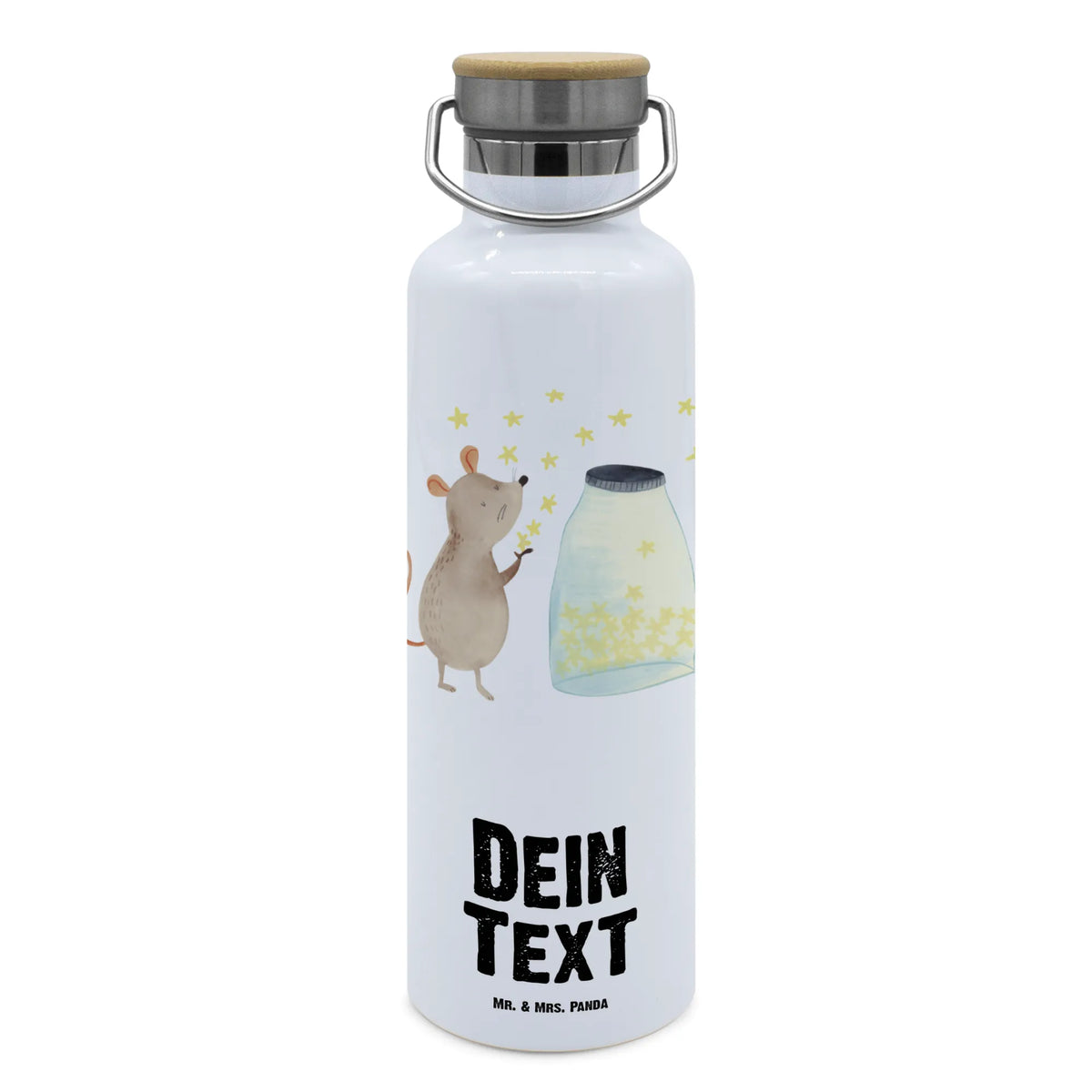 Personalised drinks bottle Mouse Stars small animals, cute, funny, cute animal motives, hand drawn, small world, funny sayings, good mood, happy, gifts, gift ideas, special gifts, animal lover, card, hope, child, child birthday, Mouse, stars, baptism gift, dreams, first child, baptism, pregnancy, wish, birth, birthday