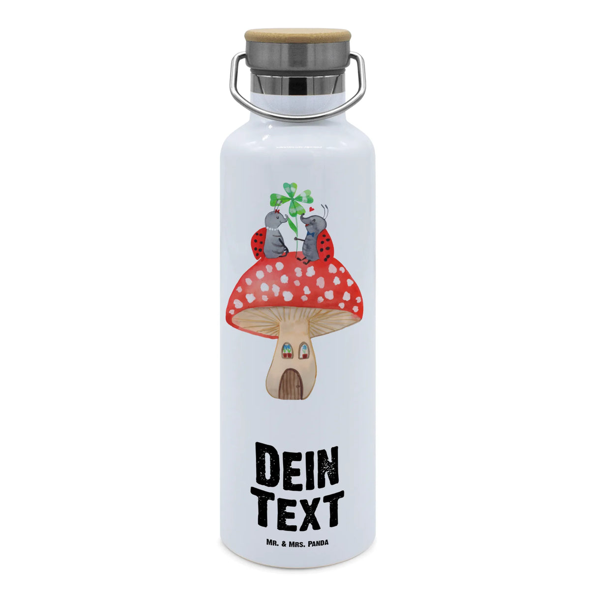 Personalised drinks bottle ladybug toadstool small animals, cute, funny, cute animal motives, hand drawn, small world, funny sayings, good mood, happy, gifts, gift ideas, special gifts, animal lover, card, flat, house, house of fleshy fungi, toadstool, ladybird, at home