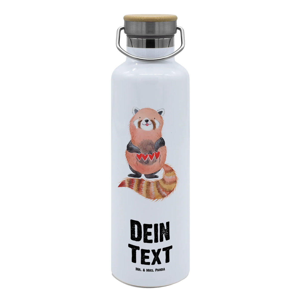 Personalised drinks bottle red panda small animals, cute, funny, cute animal motives, hand drawn, small world, funny sayings, good mood, happy, gifts, gift ideas, special gifts, animal lover, card, favourite person, red, darling, love, heart, Panda