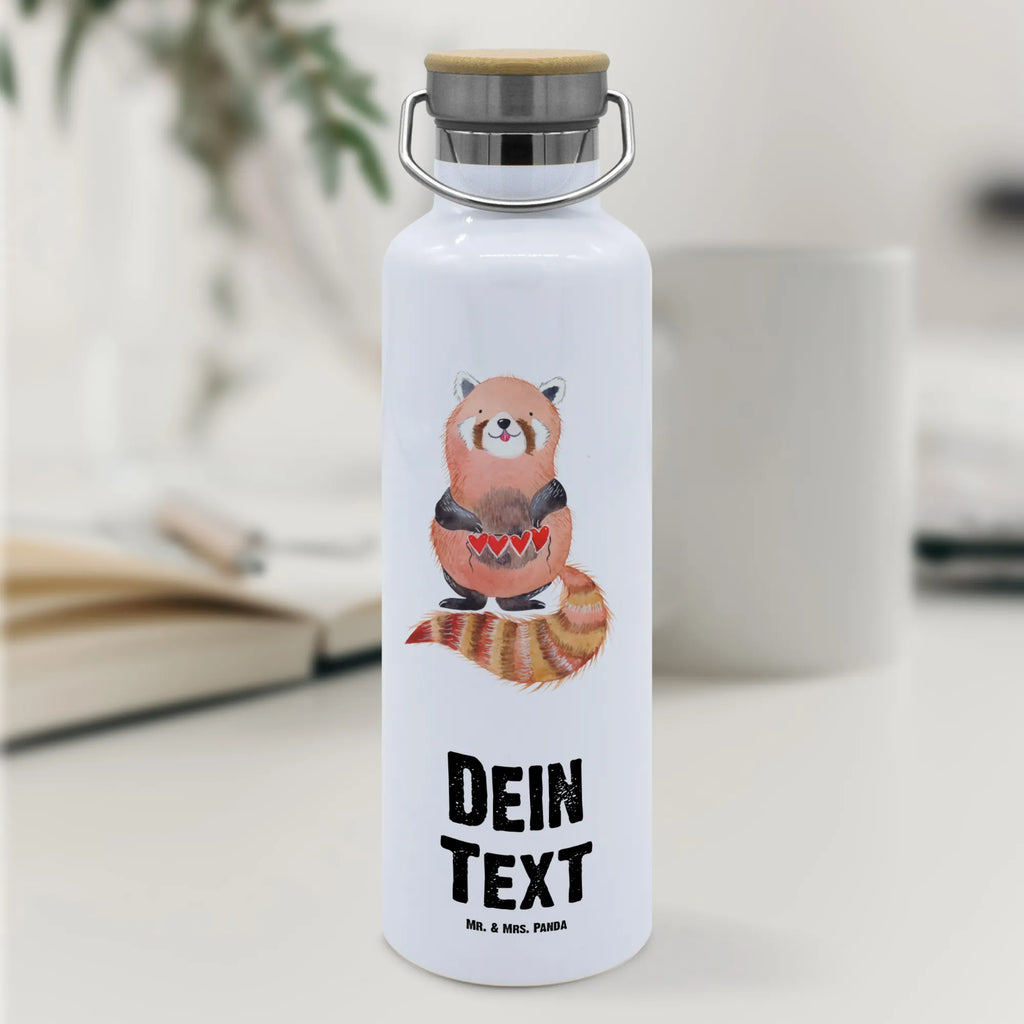 Personalised drinks bottle red panda small animals, cute, funny, cute animal motives, hand drawn, small world, funny sayings, good mood, happy, gifts, gift ideas, special gifts, animal lover, card, favourite person, red, darling, love, heart, Panda