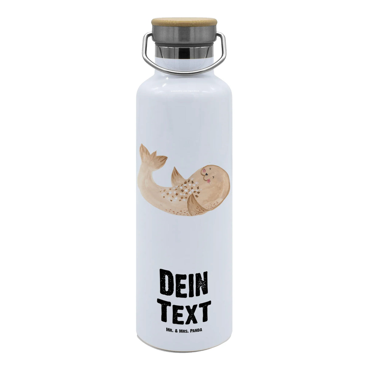Personalised drinks bottle seal Lay small animals, cute, funny, cute animal motives, hand drawn, small world, funny sayings, good mood, happy, gifts, gift ideas, special gifts, animal lover, card, joy, seals, North Sea, Baltic Sea, Seal, laughter, beach, sea animal, seal