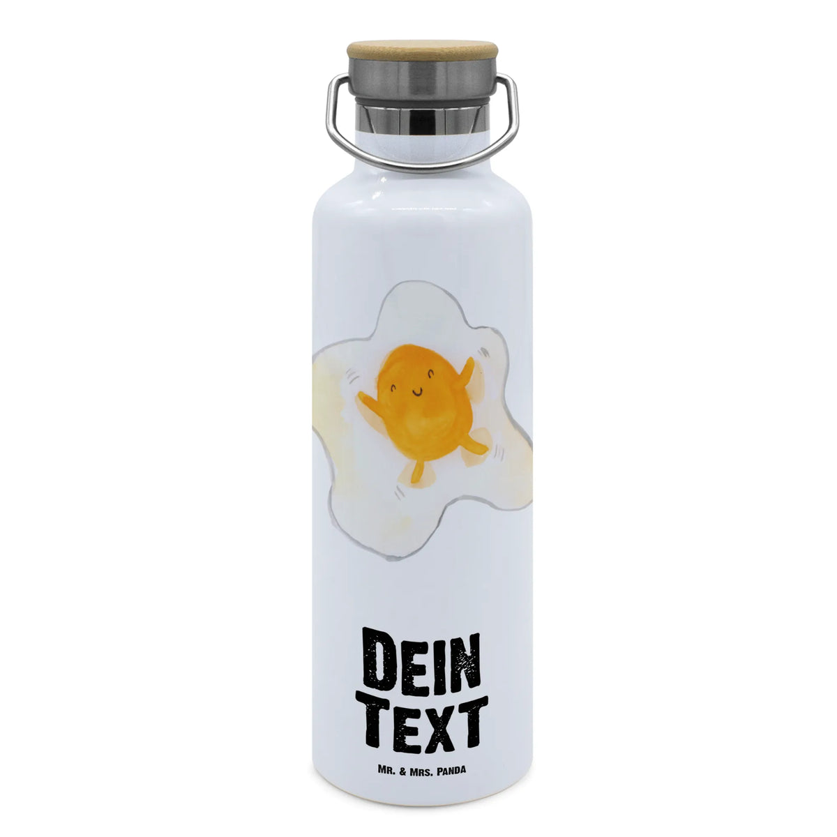 Personalised drinks bottle Fried egg egg small animals, cute, funny, cute animal motives, hand drawn, small world, funny sayings, good mood, happy, gifts, gift ideas, special gifts, animal lover, card, love, nice, Egg, fried egg, day