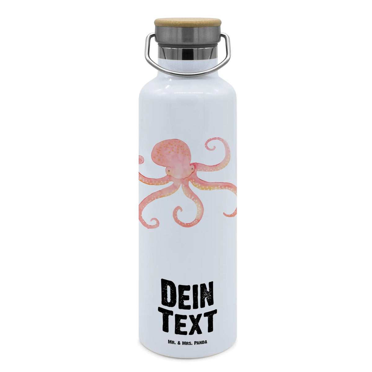 Personalised drinks bottle Squid card, gift ideas, gifts, small animals, cute, cute animal motives, hand drawn, funny sayings, good mood, special gifts, animal lover, arms, squid, ocean, sea animal, water, octopus