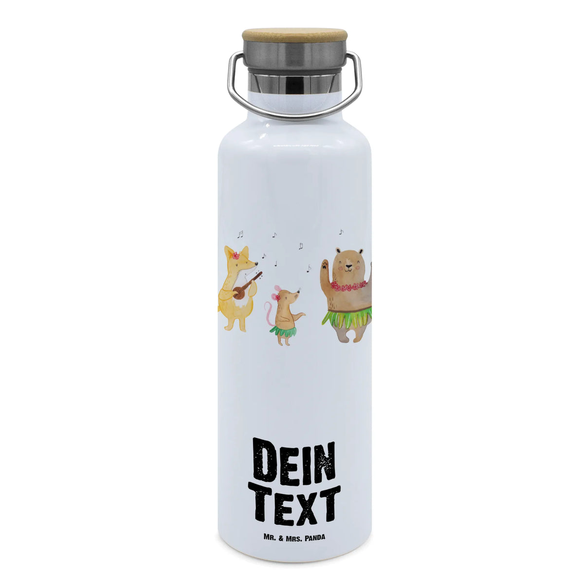 Personalised drinks bottle forest animals Aloha small animals, cute, funny, cute animal motives, hand drawn, small world, funny sayings, good mood, happy, gifts, gift ideas, special gifts, animal lover, card, aloha, laughter, forest animals, dancing, music, life, hedgehog, rabbit, forest, bear