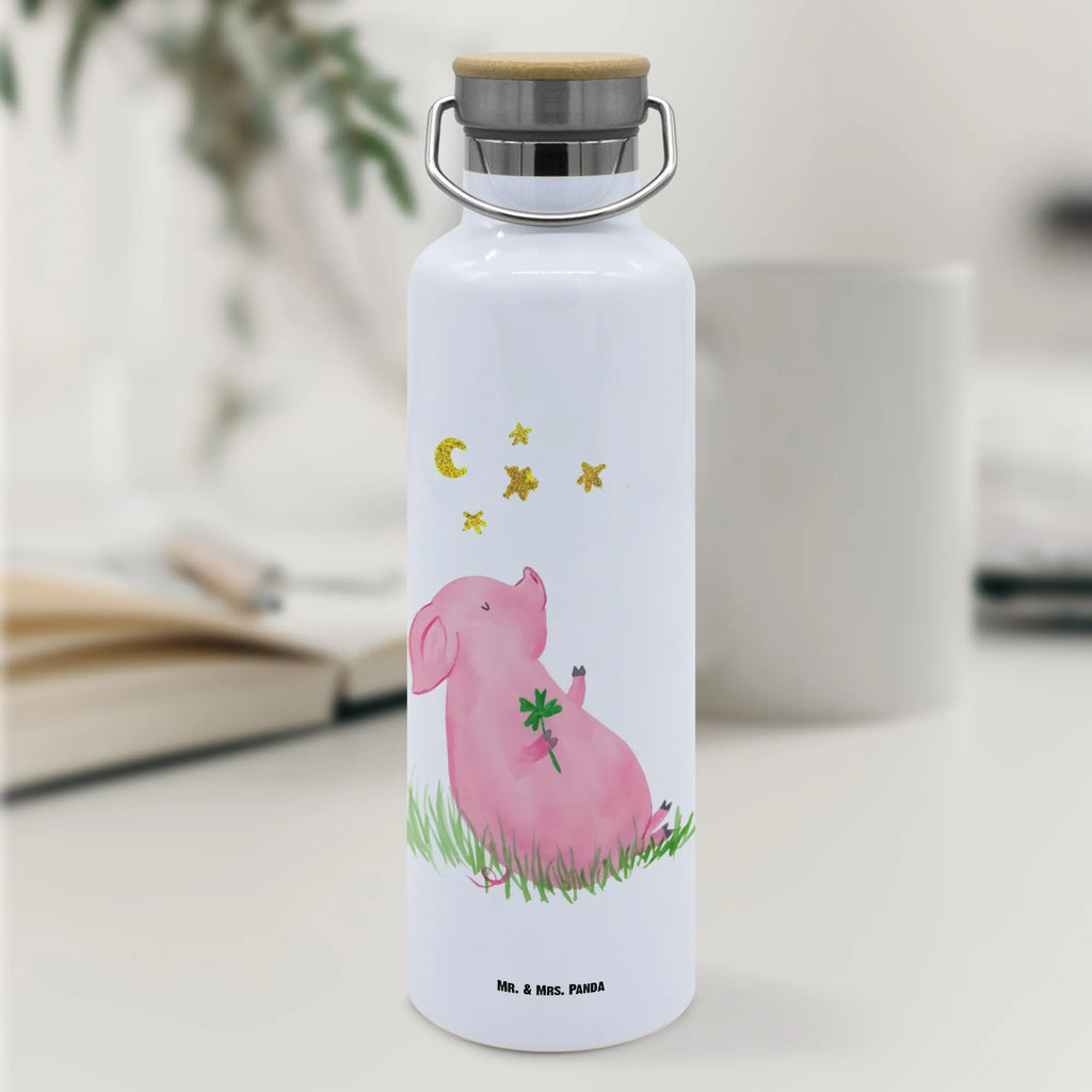 Drinks bottle Pig Luck small animals, cute, funny, cute animal motives, hand drawn, small world, funny sayings, good mood, happy, gifts, gift ideas, special gifts, animal lover, card, pig, dreams, goals, lucky charm, motivation, Lucky bastard. Luck, stars, piglet, asterisks