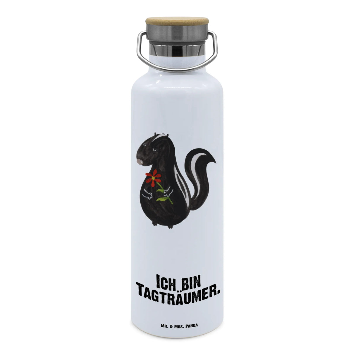 Trinkflasche Stinktier Blume thermos trinkflasche, Trinkflasche, Thermosflasche, wasser trinkflasche, metallflasche, große wasserflasche, feldflasche, Thermo-Trinkflasche, Vakuumflasche, große thermosflasche, isolier trinkflasche, Trinkflasche Aus Edelstahl, getränkebehälter, große trinkflasche, Trinkbehälter, Edelstahlflasche, Warmhalteflasche, Wasserflasche, Trinkgefäß, Isolierte Trinkflasche, thermobottle, Getränkeflasche, metall trinkflasche, Stinktier, Skunk, Tagträumer, Stinker, Verträumt, Träume, Raubtier, Wildtier, Stinki, Dreams