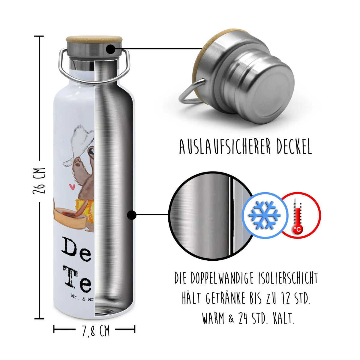 Personalised drinks bottle sauna master heart gift, gift idea, best, farewell gift, passing exam, anniversary, retirement, promotion, job start, sayings, funny, profession