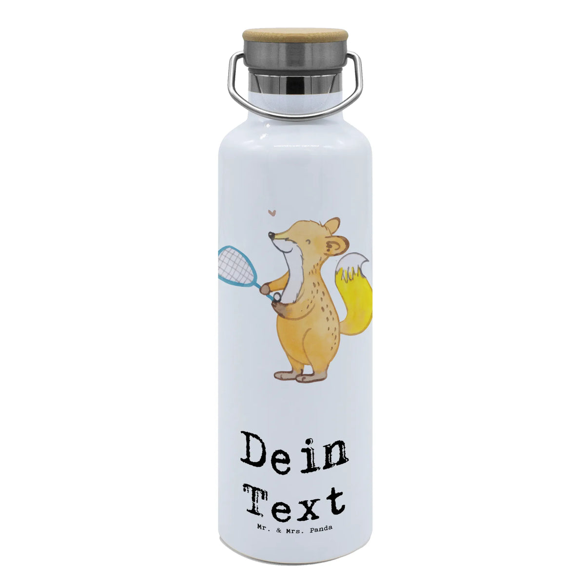 Personalised drinks bottle Fox playing squash Gift, giving, thank you, award, profit, athlete, Playing squash, ball sports, squash hall
