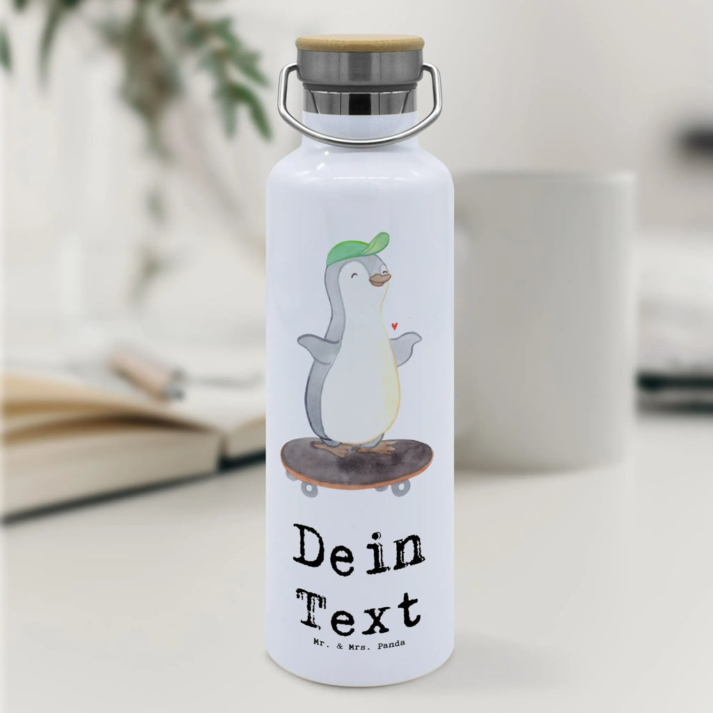 Personalised drinks bottle penguin skateboarding Gift, sport, hobby, giving, thank you, award, profit, athlete, skating, Skateboarding, skateboard, skateboarding, skate rink