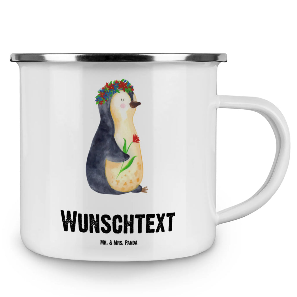 Spersonalizowany kubek emaliowany pingwin kwiaty Pinguin