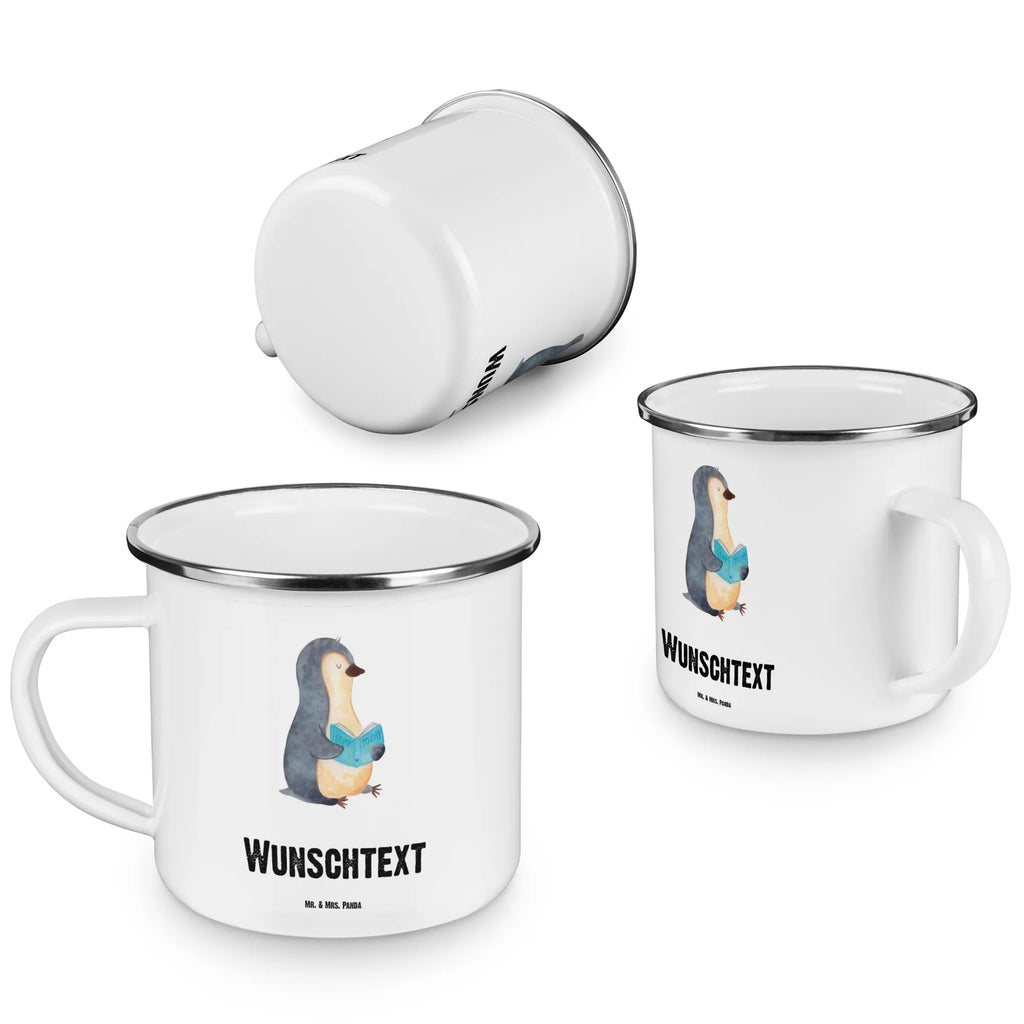Personalised enamel cup Penguin A book Penguin, North Pole, Winter, Penguins, reading, leisure, penguins, book, vacation, doing nothing, bookworm, holidays, lazing around