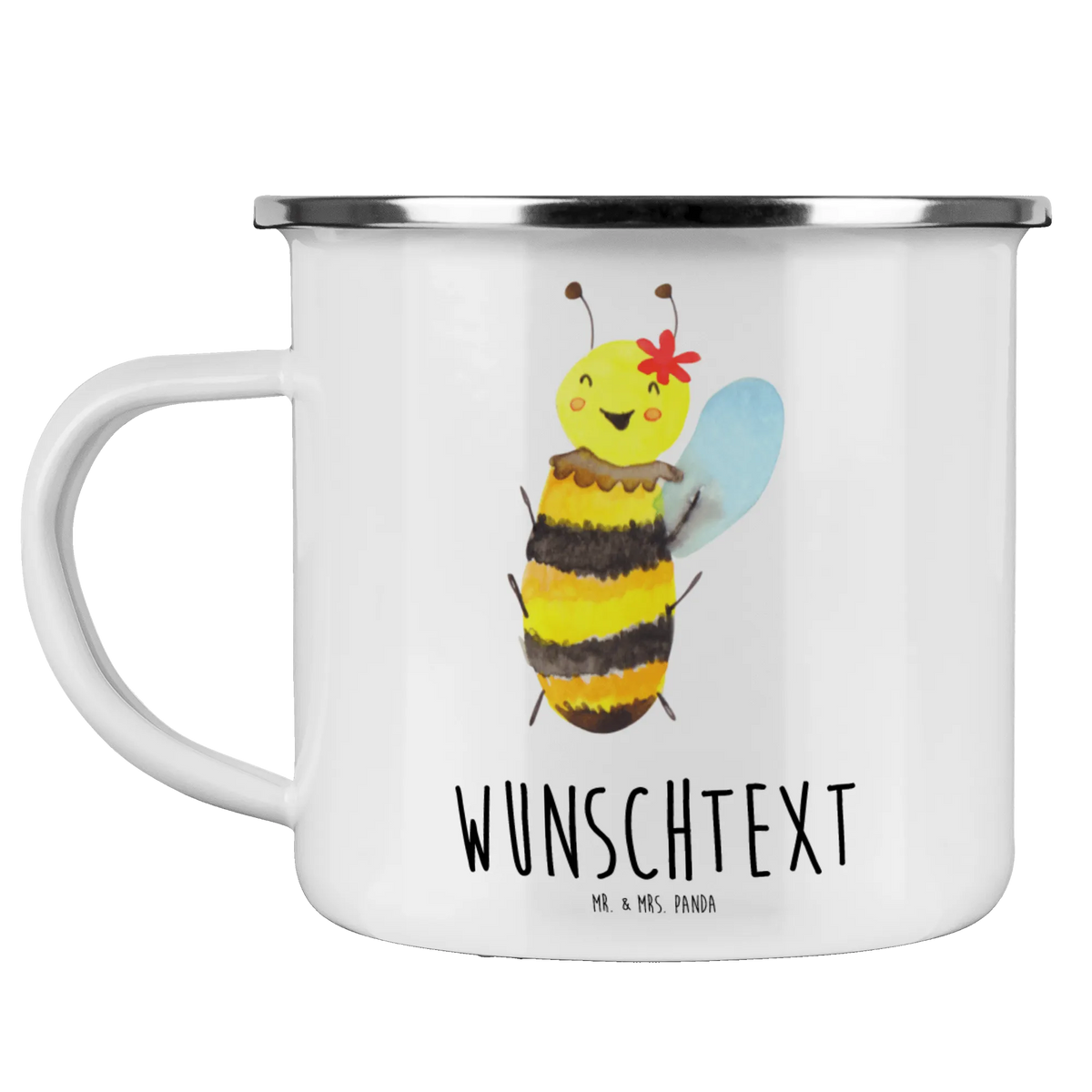 Personalised enamel cup bee happy Bee, wasp, bumblebee