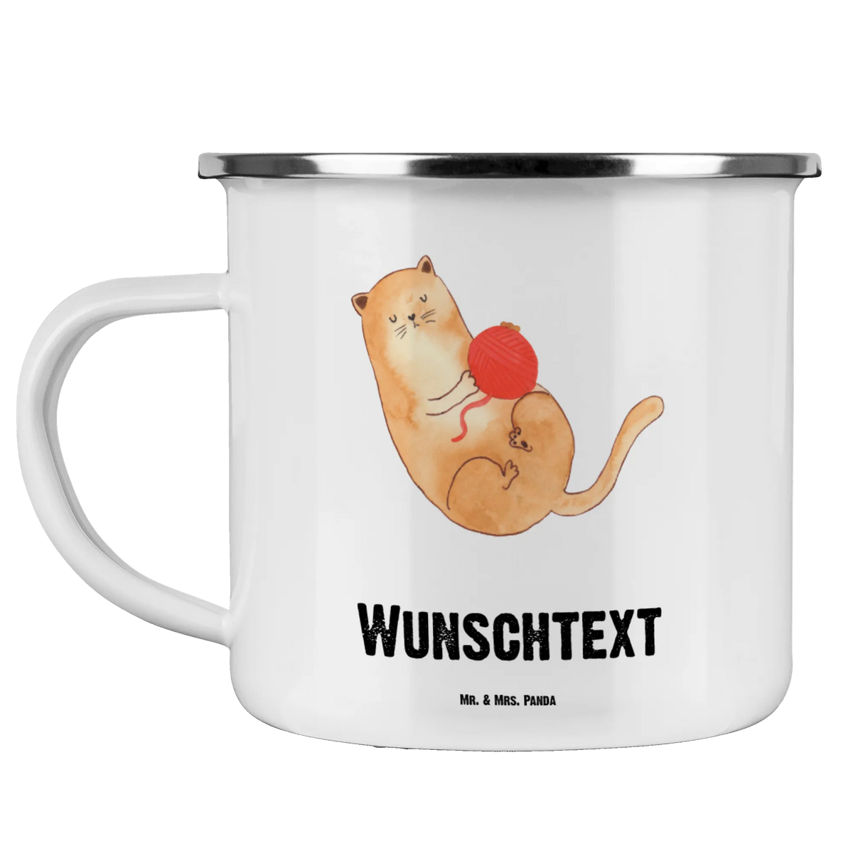 Personalised enamel cup Cat Wool cat, tomcat, kitty, meow, kitten, housecat, mama cat, love cats, cat image, cat fan, cat lover, cat fancier, cat decoration, gift for cat lover, cat owner, funny cats, cat sayings, cat motto, funny cat gifts, fan merchandise, cat stuff, animal lover, play, playful, wool, Cats, ball of wool, pussy, pet, cats
