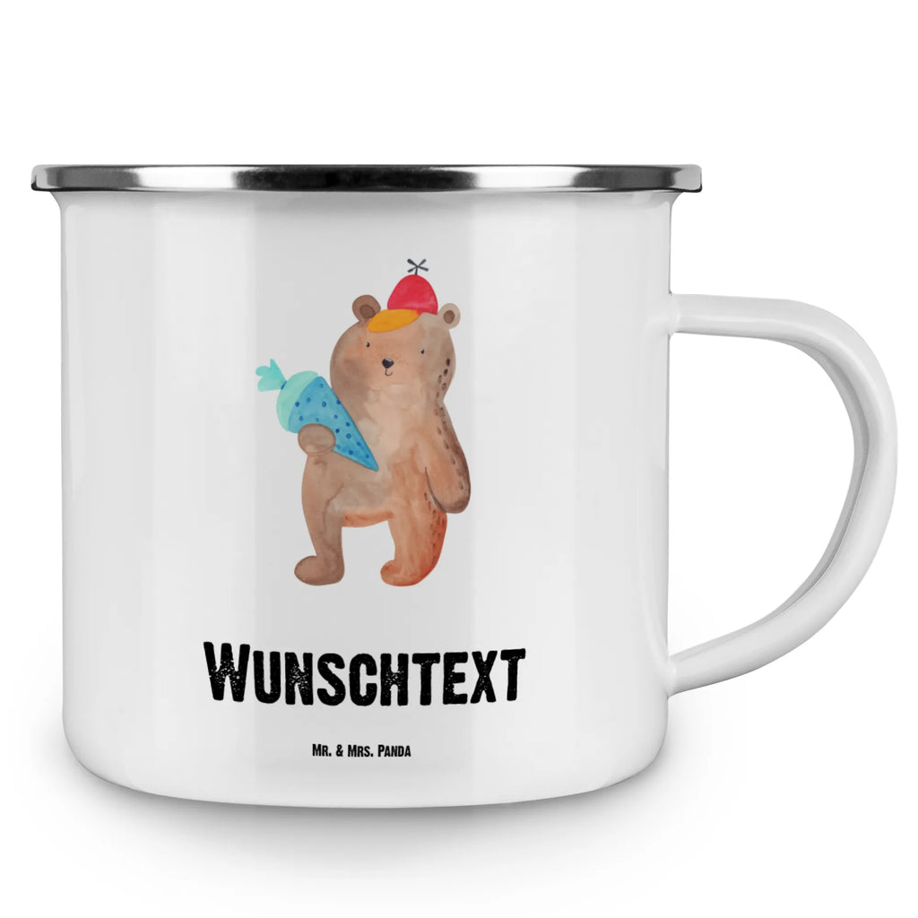Personalisierte Emaille Tasse Bär mit Schultüte Namenstasse, personalisierte tassen, tasse bedrucken, Campingtasse personalisiert, Emaille Tasse mit Namen, tasse mit namen, Campingtasse bedrucken, Campinggeschirr personalsisert, tasse selbst gestalten, tassen bedrucken, personalisierte tasse, Emaille Tasse personalisiert, Bär, Teddy, Teddybär, Schultüte, Grundschule, Schule Geschenk, Erster Schultag Geschenk, Einschulung Geschenk, Schulbeginn, Schulanfang, Bär Motiv