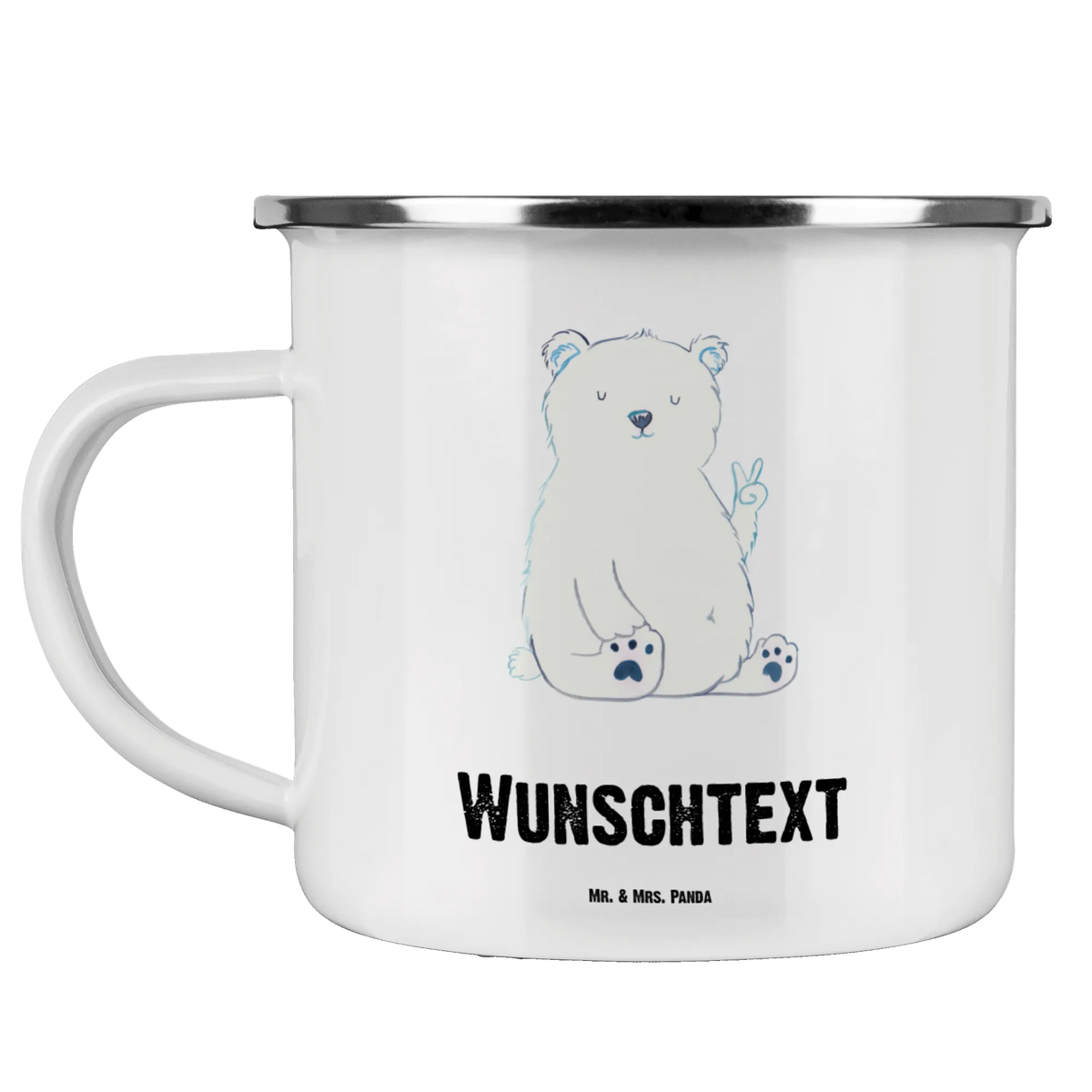 Personalised enamel cup Icebear Lazy bear, teddy, teddy bear, cuddly toy, relaxing, Polar bear, office, home office, North Pole, office job, workplace, work, lazy
