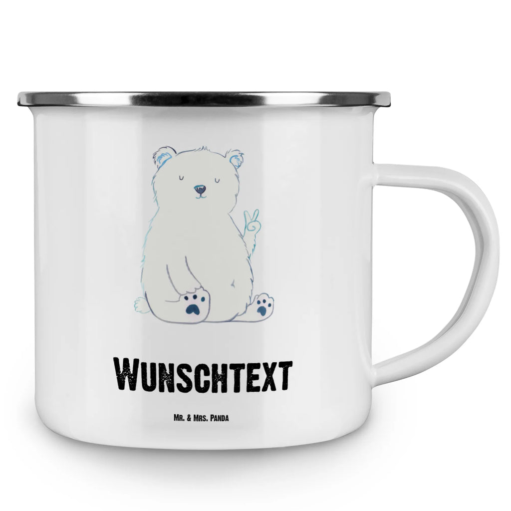 Personalised enamel cup Icebear Lazy bear, teddy, teddy bear, cuddly toy, relaxing, Polar bear, office, home office, North Pole, office job, workplace, work, lazy