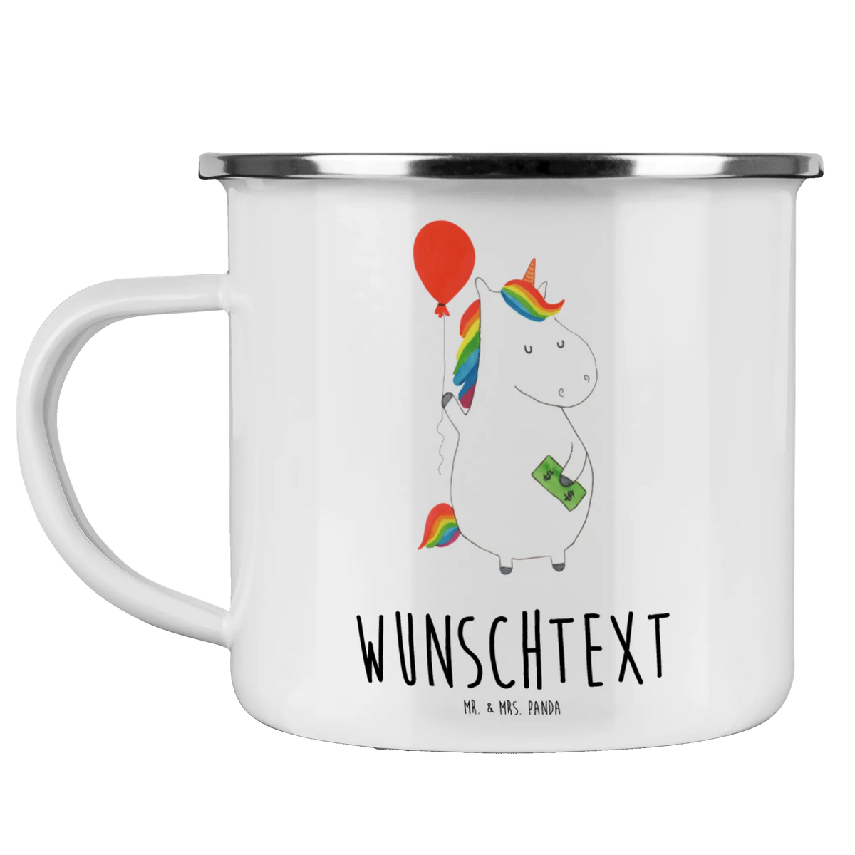 Personalised enamel cup unicorn balloon unicorn, unicorns, saying, fun, girlfriend, joy, funny, gift, lifelong, balloon, money