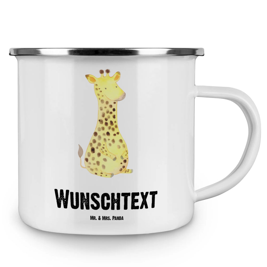 Personalisierte Emaille Tasse Giraffe Zufrieden tasse mit namen, tasse selbst gestalten, Emaille Tasse mit Namen, Emaille Tasse personalisiert, tassen bedrucken, Namenstasse, Campinggeschirr personalsisert, personalisierte tassen, Campingtasse personalisiert, tasse bedrucken, Campingtasse bedrucken, personalisierte tasse, Afrika, Wildtiere, Zufrieden, Giraffe, Abenteuer, Glück