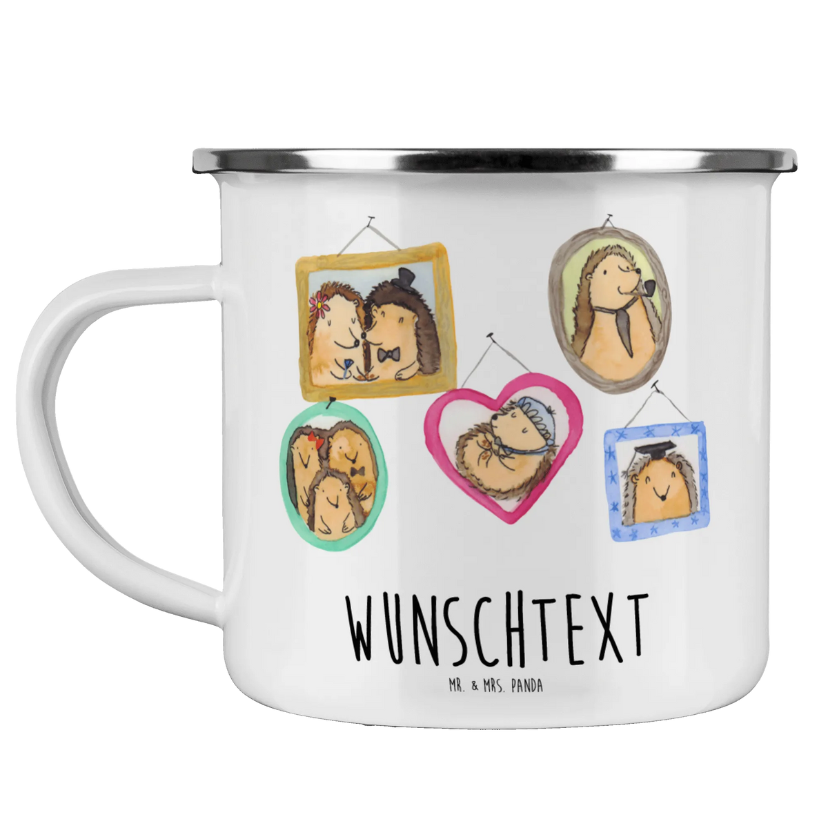 Personalised enamel cup Hedgehog family Family, Father's Day, Mother's Day, brother, sister, Mom, Dad, pictures, happiness, love, solidarity, hedgehogs, mum, dad