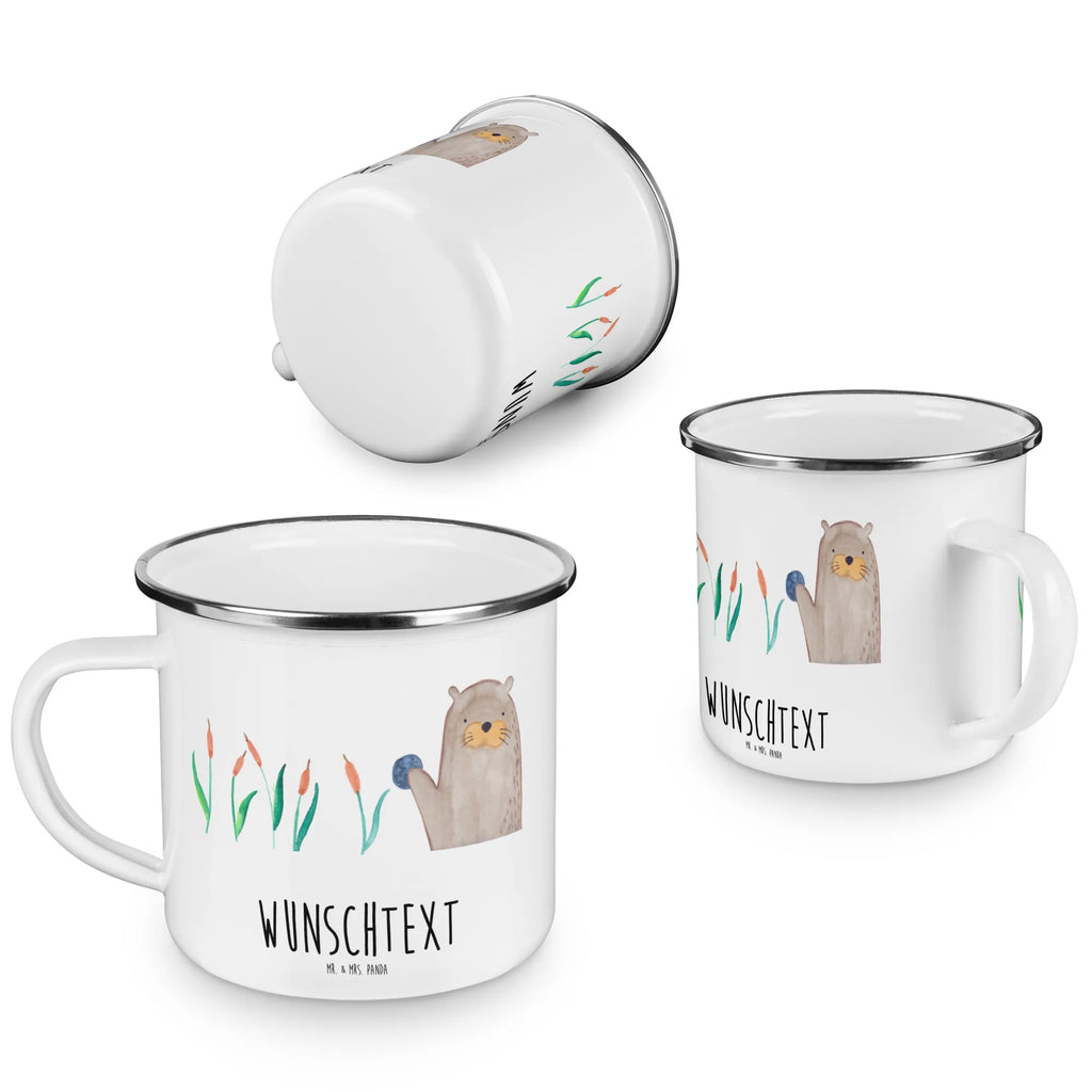 Personalisierte Emaille Tasse Otter mit Stein Campingtasse bedrucken, tassen bedrucken, tasse mit namen, personalisierte tasse, personalisierte tassen, tasse bedrucken, Campinggeschirr personalsisert, Emaille Tasse personalisiert, Namenstasse, Emaille Tasse mit Namen, Campingtasse personalisiert, tasse selbst gestalten, Otter, Fischotter, Seeotter, Otter Seeotter See Otter