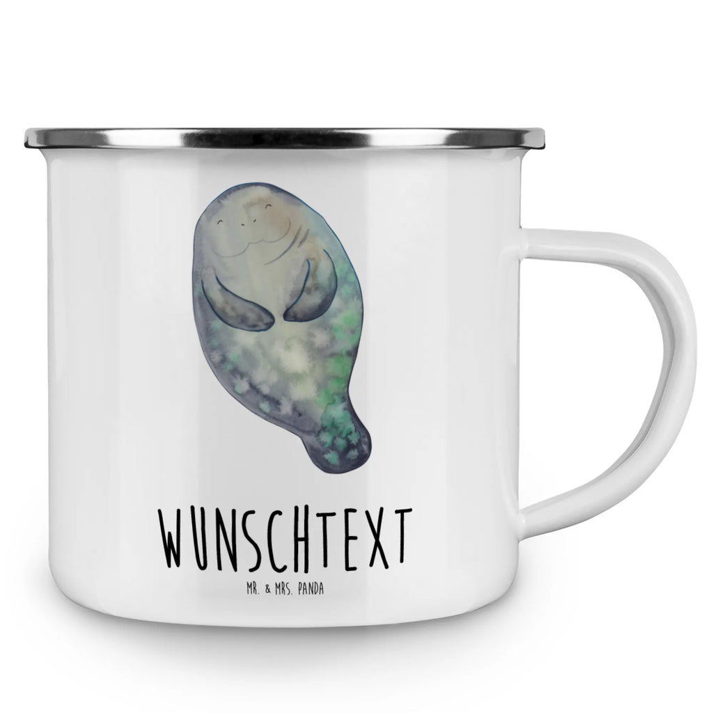 Personalised enamel cup manatee happy Seafood, aquatic animals, ocean, sea, fish, shells, corals, reef, whale, narwhal, sea urchin, lobster, platypus, turtle, manatee, crocodile, orca, shrimp, gifts for seafood lovers, water world, underwater animals, underwater world, vacation, deep sea, seafood fans, gift ideas, seafood decoration, seafood posters, New start, Manatee, Manatees, New beginning, Self-love, Carefulness, Lovesickness, Respect, Girlfriend, Satisfaction