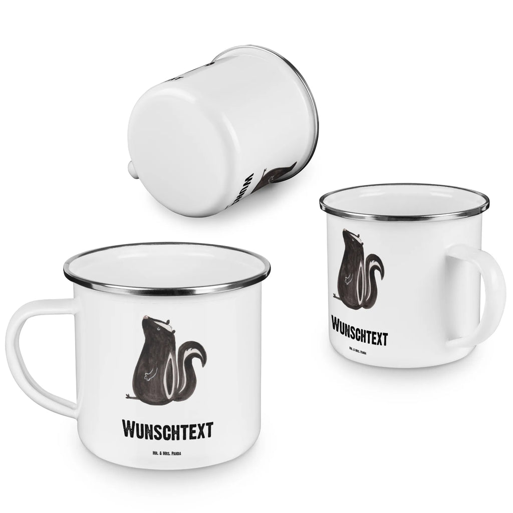 Personalised enamel cup skunk Sit Skunk, predator, slogan, stinker, stinky, wild animal, office, law, skunk, know-it-all