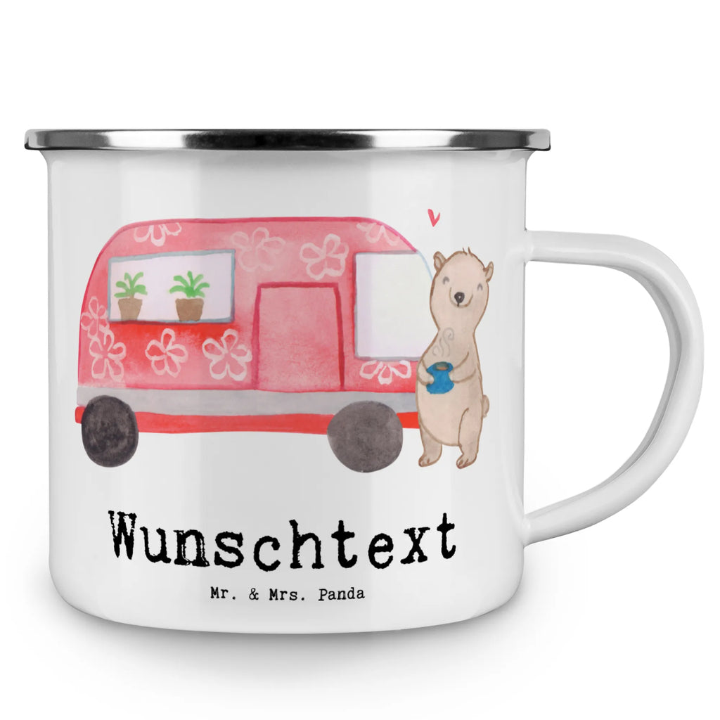 Personalised enamel cup bear camper Gift, sport, hobby, giving, thank you, award, profit, athlete, Road Trip, RV, Camping, Camper, Vacation, Campground
