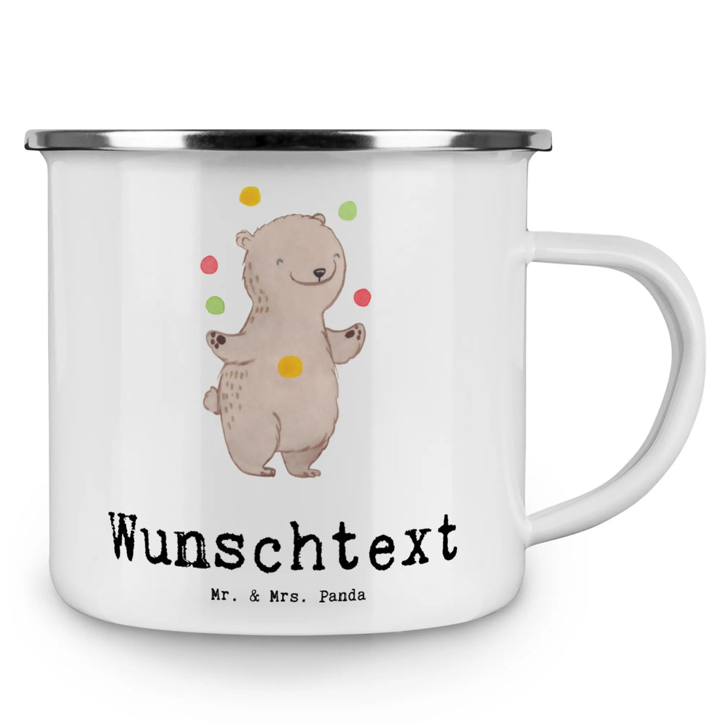 Personalisierte Emaille Tasse Bär Jonglieren tasse mit namen, Campinggeschirr personalsisert, tassen bedrucken, tasse selbst gestalten, personalisierte tassen, tasse bedrucken, Campingtasse personalisiert, Emaille Tasse mit Namen, Emaille Tasse personalisiert, Namenstasse, personalisierte tasse, Campingtasse bedrucken, Geschenk, Sport, Sportart, Hobby, Schenken, Danke, Dankeschön, Auszeichnung, Gewinn, Sportler, Artistik, Jonglieren, Zirkus, Jongleur
