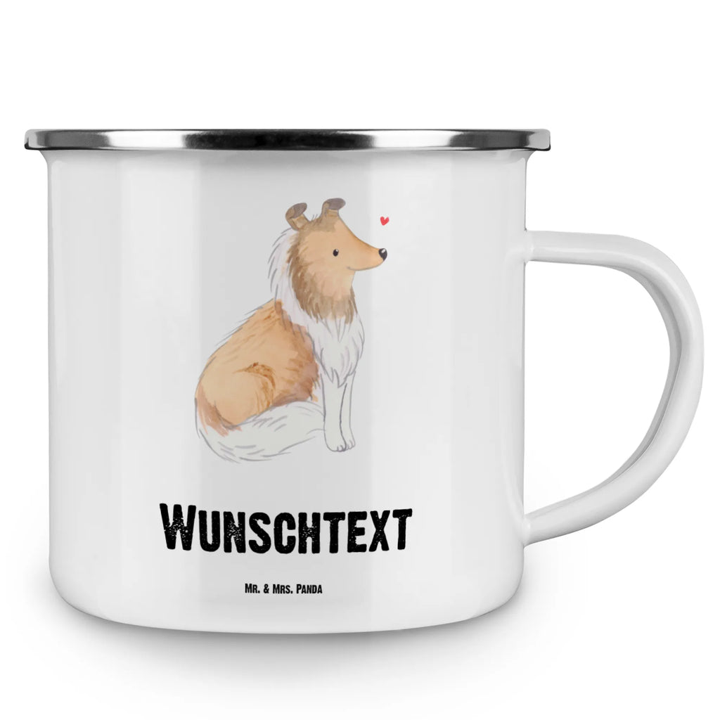 Personalised enamel cup Long-haired Collie Lifesaver Dog, dog breed, purebred dog, dog owner, gift, animal lover, giving, puppy