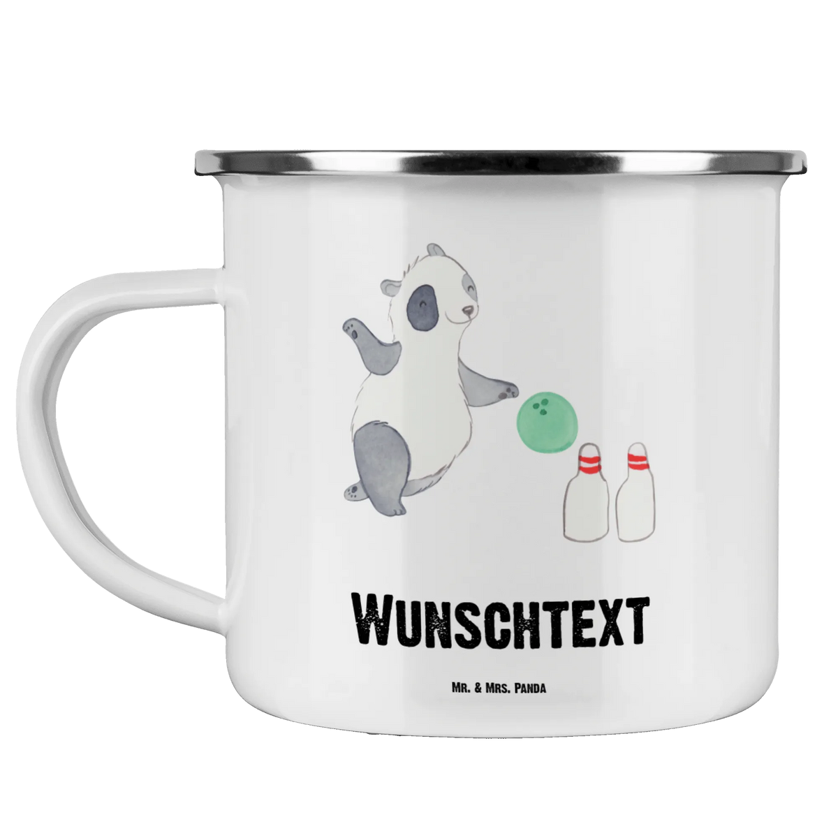 Personalised enamel cup panda bowling Gift, sport, hobby, giving, thank you, award, profit, athlete, bowling alley, bowling trip, bowling, go bowling, bowling center, bowling party