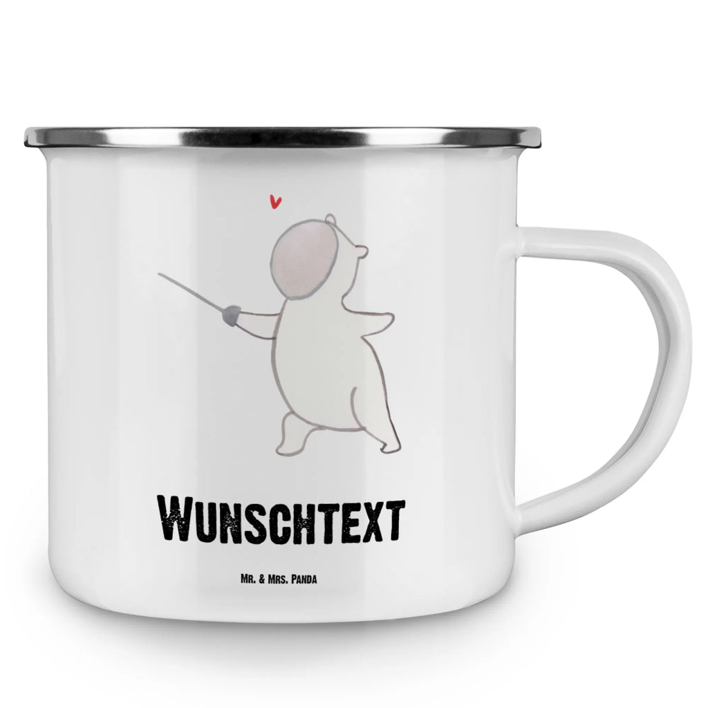 Personalisierte Emaille Tasse Panda Fechten Emaille Tasse personalisiert, tasse selbst gestalten, tasse bedrucken, Namenstasse, tassen bedrucken, personalisierte tasse, Campingtasse bedrucken, Campinggeschirr personalsisert, Emaille Tasse mit Namen, tasse mit namen, personalisierte tassen, Campingtasse personalisiert, Geschenk, Sport, Sportart, Hobby, Schenken, Danke, Dankeschön, Auszeichnung, Gewinn, Sportler, Fecht Club, Fecht Verein, Fechter Bund, Fechten
