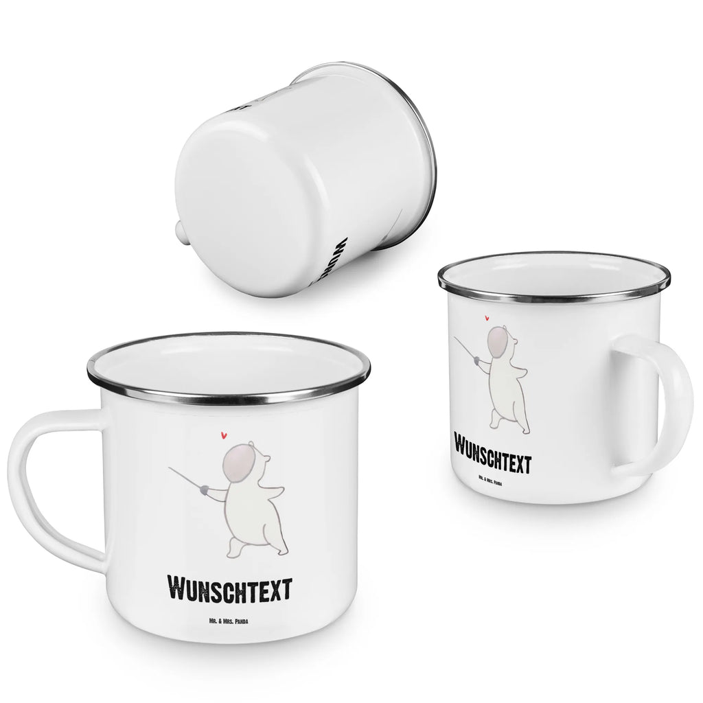 Personalisierte Emaille Tasse Panda Fechten Emaille Tasse personalisiert, tasse selbst gestalten, tasse bedrucken, Namenstasse, tassen bedrucken, personalisierte tasse, Campingtasse bedrucken, Campinggeschirr personalsisert, Emaille Tasse mit Namen, tasse mit namen, personalisierte tassen, Campingtasse personalisiert, Geschenk, Sport, Sportart, Hobby, Schenken, Danke, Dankeschön, Auszeichnung, Gewinn, Sportler, Fecht Club, Fecht Verein, Fechter Bund, Fechten