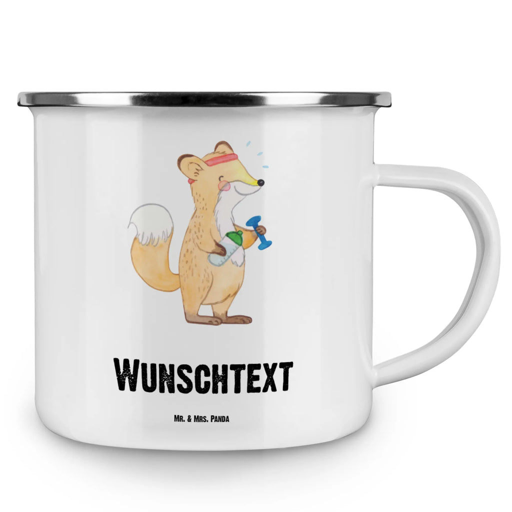 Personalised enamel cup Fox fitness Gift, sport, hobby, giving, thank you, award, profit, athlete, weight training, gym, exercising, Fitness, sports club