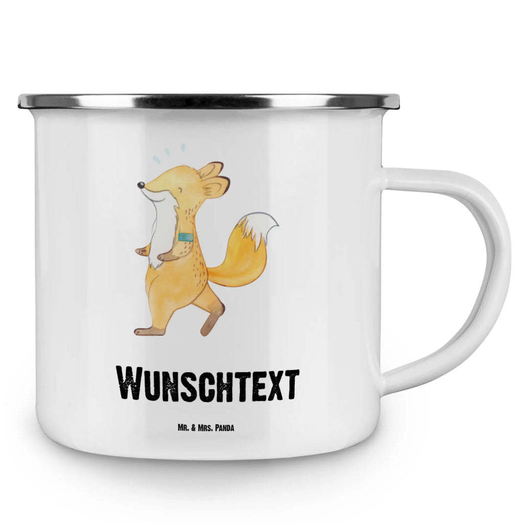 Personalised enamel cup Fox Jog Gift, sport, hobby, giving, thank you, award, profit, athlete, running, jogging
