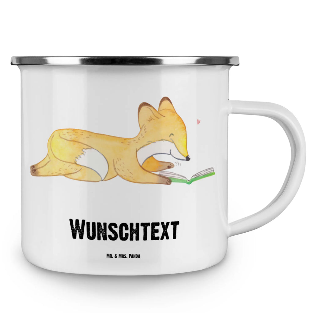 Personalised enamel cup Fox To read Gift, sport, hobby, giving, thank you, award, profit, athlete, bookworm, read, read books